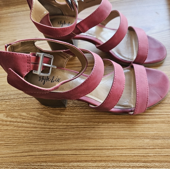 Style & Co pink strappy heeled sandals Size 8 - Picture 4 of 11